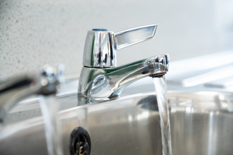 kitchen tap with running drinking water