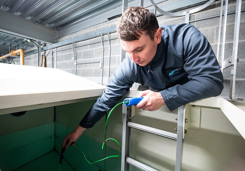 Aquatrust testing water for a company in Leeds